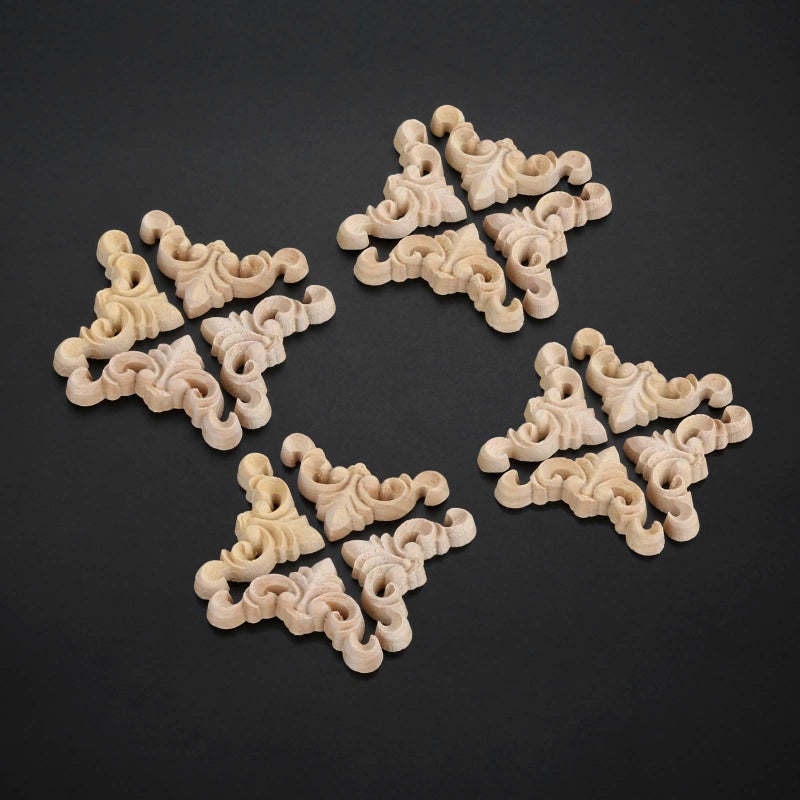 MUXSAM 20Pcs Furniture Onlay Applique Frame for Home, 4x4cm/1.57"x1.57", Unpainted Woodcarving Corner Decal Cabinet Door Wall Ceiling Dresser - Image 4